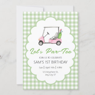 Let's Par - Tee Green Golf Birthday Party Invitation