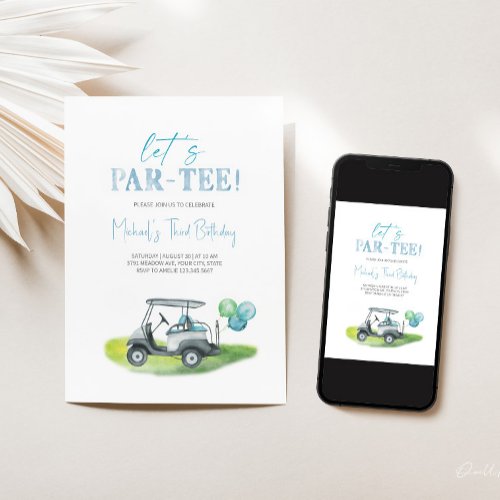 Lets Par_tee Mini Golf Boy Birthday Invitation 