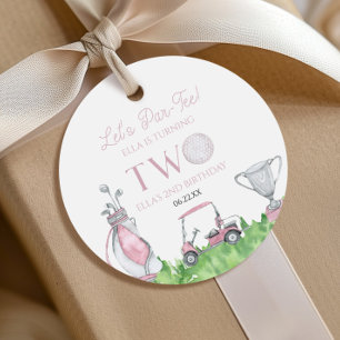 Let's Par-Tee Pink Golf 2nd Birthday Party Favor Tags