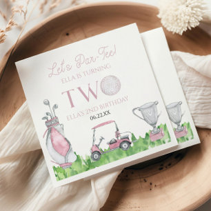 Let's Par-Tee Pink Golf 2nd Birthday Party Napkins