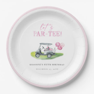 Let's Par-Tee Pink Golf Birthday Paper Plates