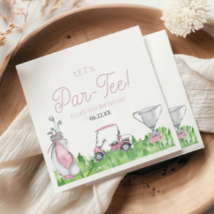 Let's Par-Tee Pink Golf Birthday Party Napkins