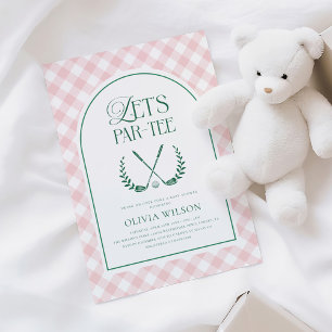 Let's Par-Tee Preppy Golf Girl Baby Shower Invitation
