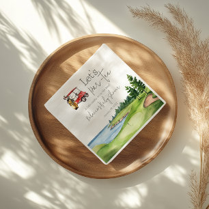Let's Par Tee Red Cart Golf Baby Shower Party Napkins