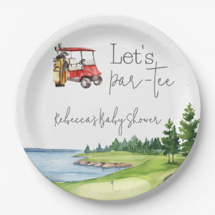 Let's Par Tee Red Cart Golf Baby Shower Party Paper Plates