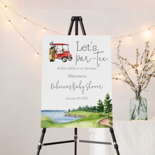 Lets Par Tee Red Cart Golf Baby Shower Welcome Foam Board