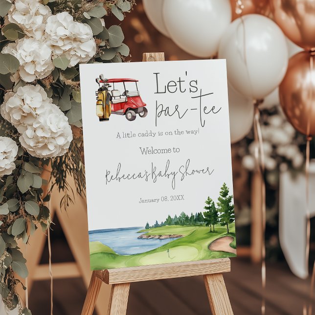 Let's Par Tee Red Cart Golf Baby Shower Welcome Foam Board (Creator Uploaded)