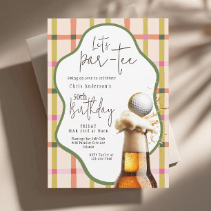 Let's Par-Tee Retro Plaid Whimsical Birthday Invitation