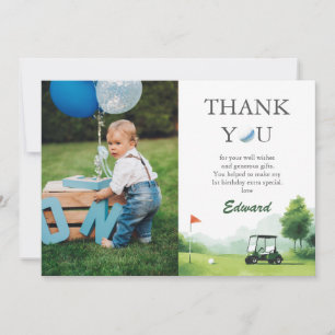 Let's Par-Tee Watercolor Golf Buggy Birthday  Thank You Card