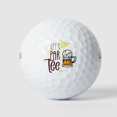 Lets Par Tee with glass of Beer  Golf Balls