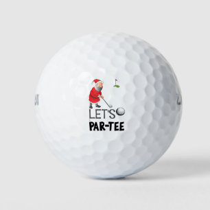 Let's Par Tee with Santa Claus golfing Christmas  Golf Balls