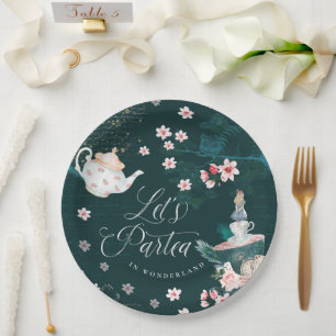 Let's Partea In Wonderland magical Fantasy Collage Paper Plates