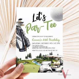 Let's ParTee Neutral Golf Birthday Party Invitation