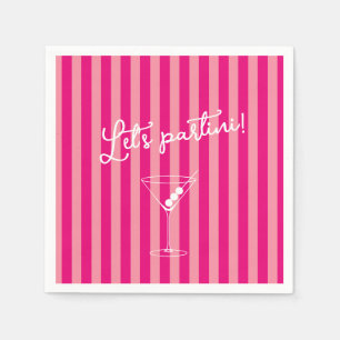 Let's Partini Bold Hot Pink Bachelorette Party Napkins