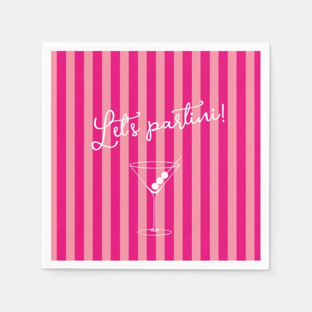 Let's Partini Bold Hot Pink Bachelorette Party Napkins (Front)