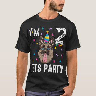 Lets Party 2Nd Birthday With German Shepherd T-Shirt