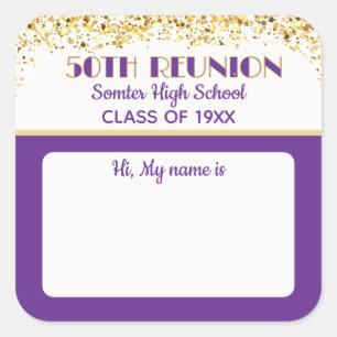 Let's Party! 50th Class Reunion custom Square Sticker