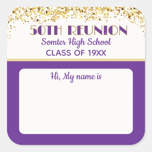 Let's Party! 50th Class Reunion custom  Square Sticker (Front)