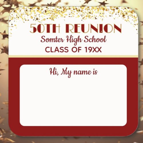 Let's Party! 50th Class Reunion custom  Square Sticker