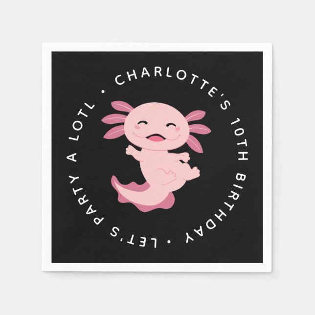 Let's Party A Lotl • Axolotl Birthday Party Napkins (Front)