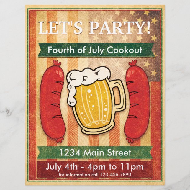 Let's Party! Barbecue Fourth of July Flyer (Front)