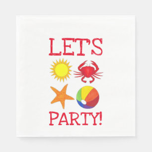 Let's Party! Beach Crab Starfish Beachball Sun Napkins