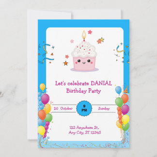Let's Party Birthday Invitation Card