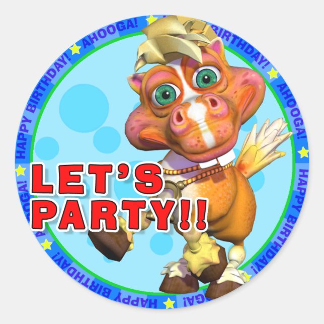 LET'S PARTY!! Birthday Stickers with Bucky (Front)