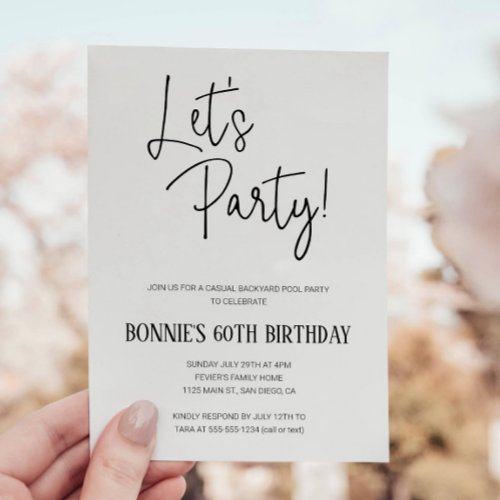Lets Party Casual Backyard Birthday Invitation
