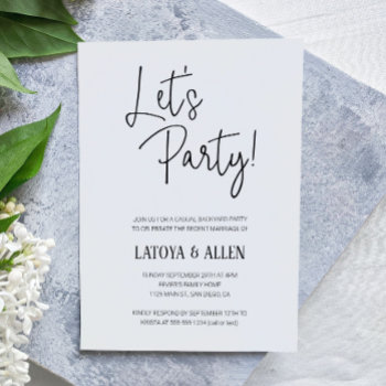 Let's Party Casual Wedding Reception Elopement Invitation by wuyfavors at Zazzle