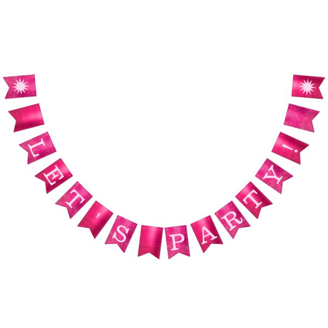 Let's Party Chic Hot Pink Glam Fun Diamond Sparkle Bunting Flags (All)