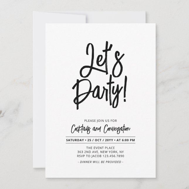 Let's Party | Chic Script Any Party Event Invitation (Front)