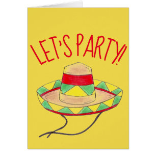 Let's Party Cinco de Mayo Mexican Fiesta Sombrero Cards