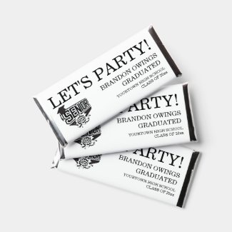 Let's Party Class 2022 Graduation White Black Hershey Bar Favors