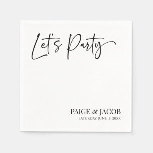Let's Party Classic Modern Minimal Wedding Napkins