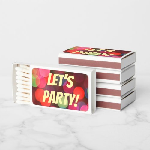 Lets Party Colorful Bokeh Lights Festive Party Matchboxes