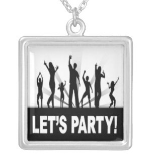 "LET'S PARTY" DANCERS SILVER PLATED NECKLACE