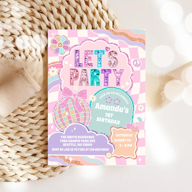 LET'S PARTY Disco Rainbow Birthday Invitation (Creator Uploaded)