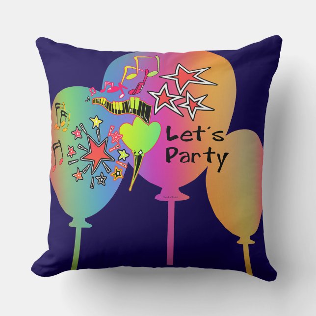 Let's Party Dk Blue Decorative  Throw Pillow (Front)