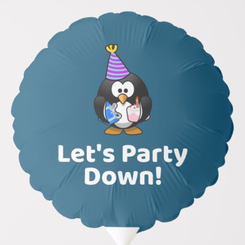 Lets Party Down Penguin Funny Birthday Party Balloon