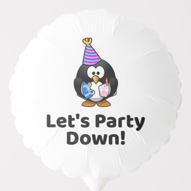 Let's Party Down! Penguin Funny Birthday Party Balloon (Front)