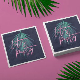 Let&#39;s Party Electric Love Neon Tropical Palm Leaf Napkins