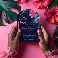 Let's Party Electric Neon Pink Tropical Birthday