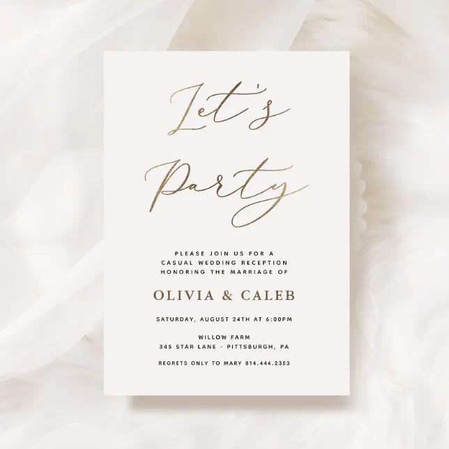 Let's Party Elopement Wedding Reception invitation | Zazzle