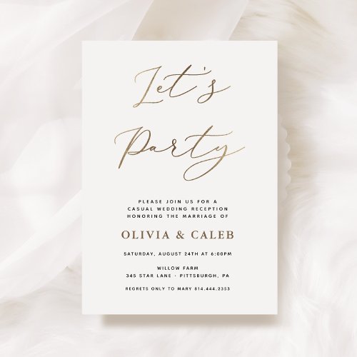 Lets Party Elopement Wedding Reception invitation