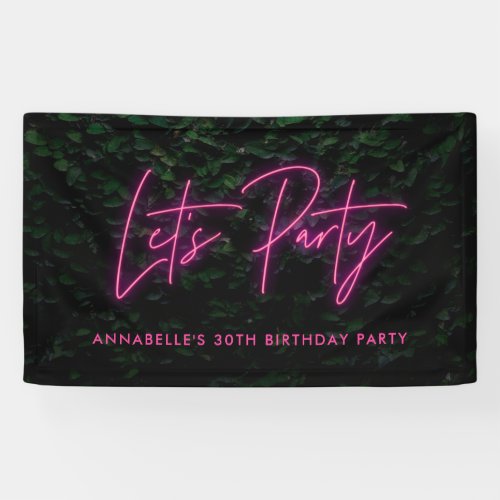 Lets party foliage wall neon pink funky birthday
