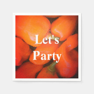 Let's Party Fun Summer Picnic Orange Chili Peppers Napkins