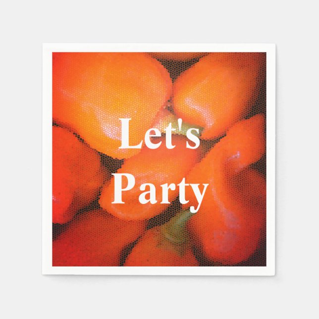 Let's Party Fun Summer Picnic Orange Chili Peppers Napkins (Front)