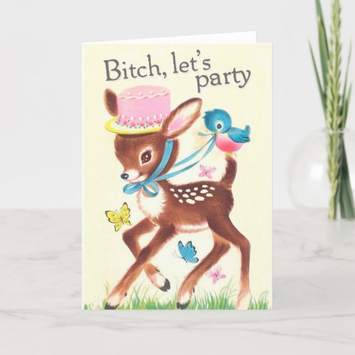 Lets party _ funny vintage birthday card