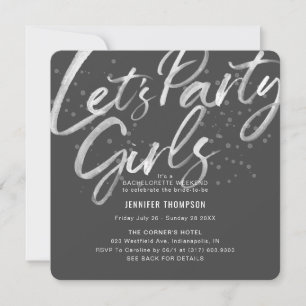 Let's Party Gray & Blush Bachelorette Party Invitation